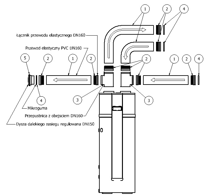 Zestaw wentylacyjny pomp ciepła (dwa trójniki) - montaż
