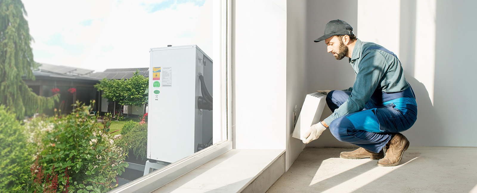 instalator montujący klimakonwektor na ścianie